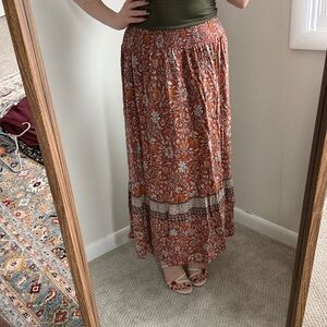 Long Floral Print Skirt